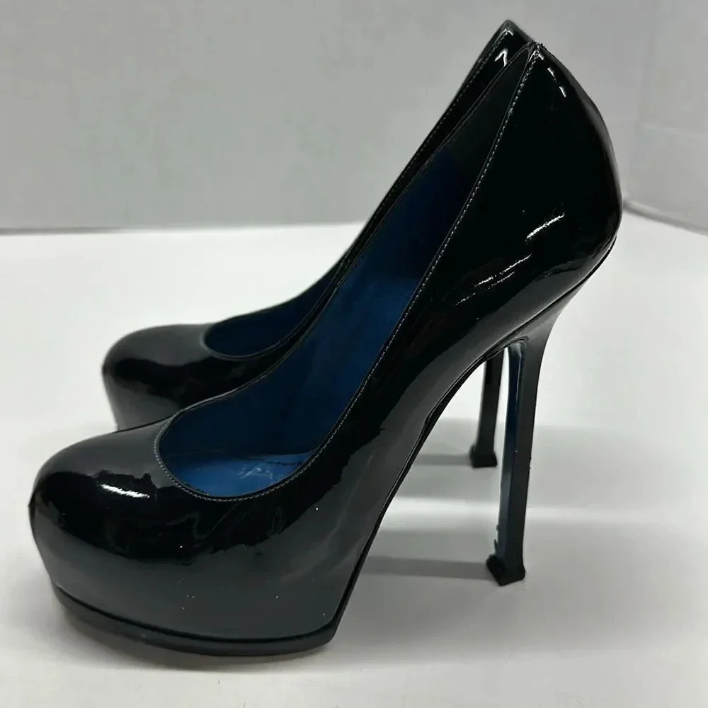 Yves Saint Laurent YSL Tribute Pump High Heels Patent Leather Black Size 36 US 6 - Picture 11 of 17